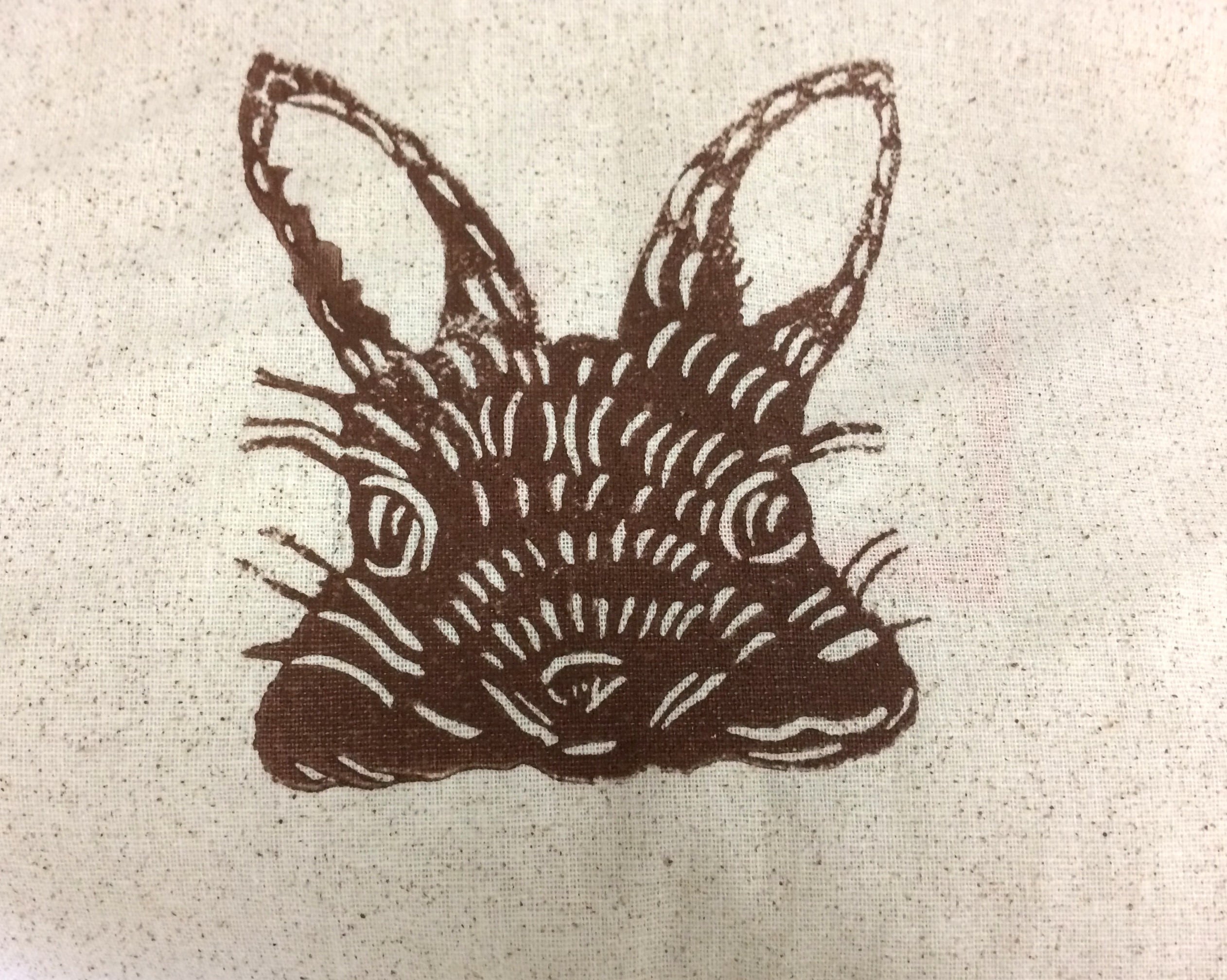 Bunny Rabbit Pillow Cover: Poly Burlap Block Print Nursery Decor