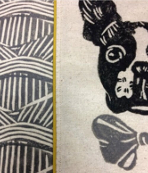 Boston Terrier Pillow: Hand-Printed Dog Portrait Decorative Pillow