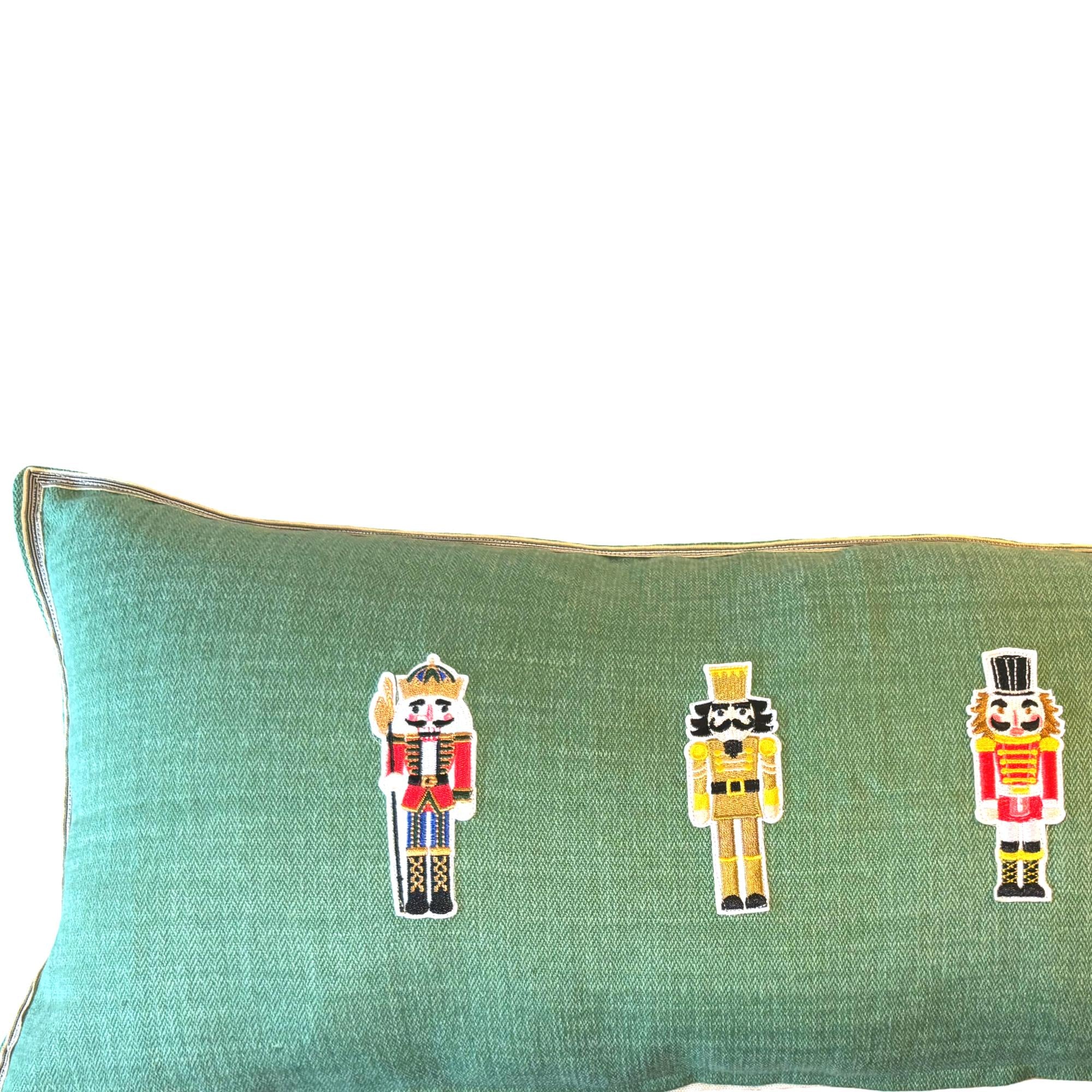 Christmas Nutcracker Print Kidney Pillow: embroidered appliqué Decorative Pillow