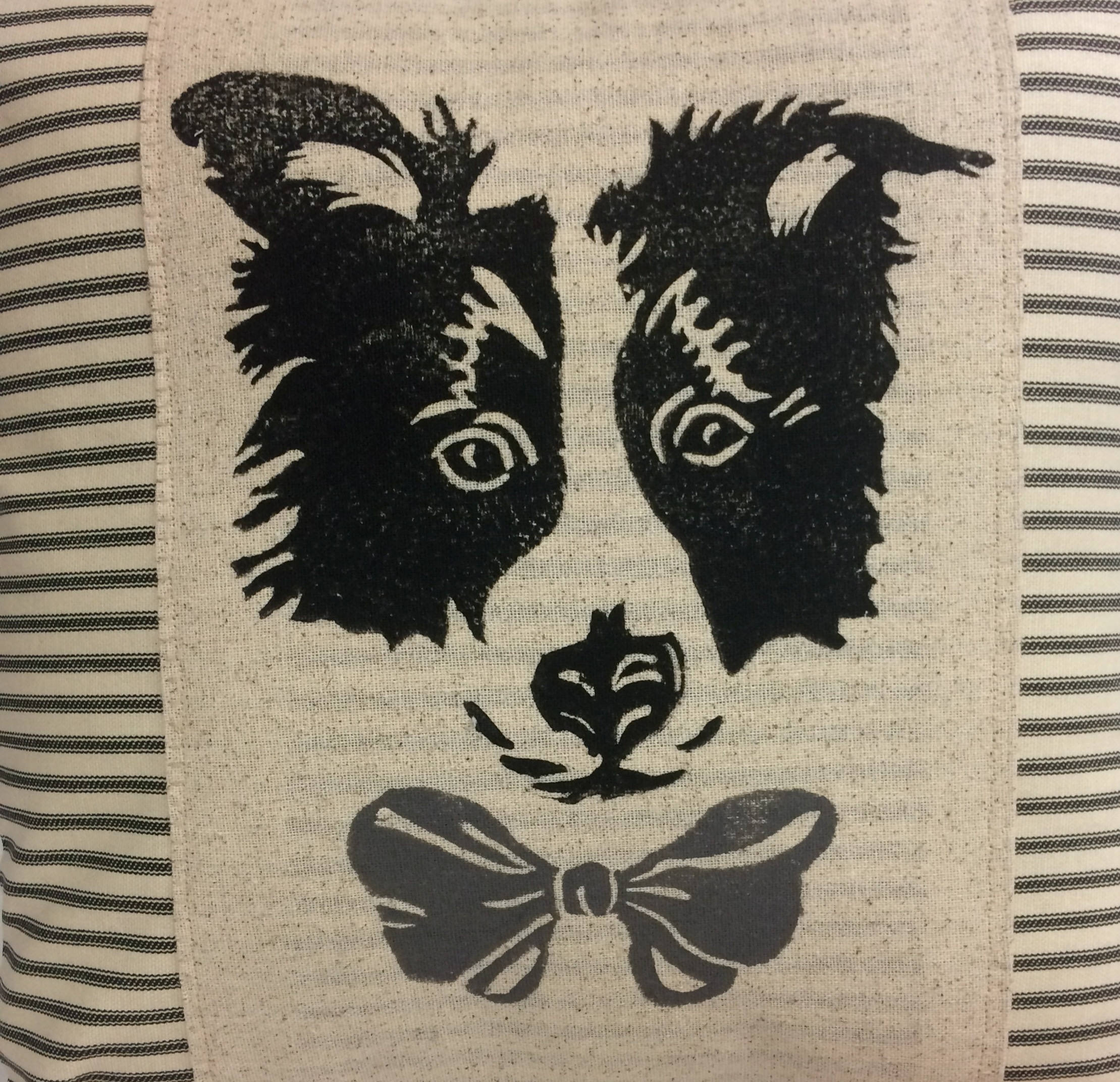 Border Collie Pillow Cover: Hand Block Print Dog Accent Pillow
