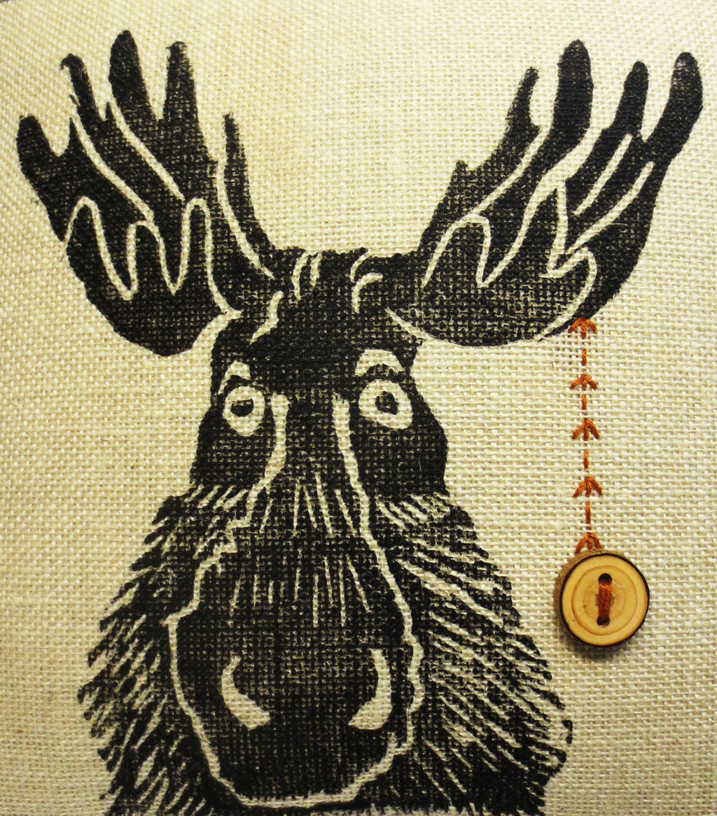 Moose Block Printed Pillow: Rustic Woodland Decor