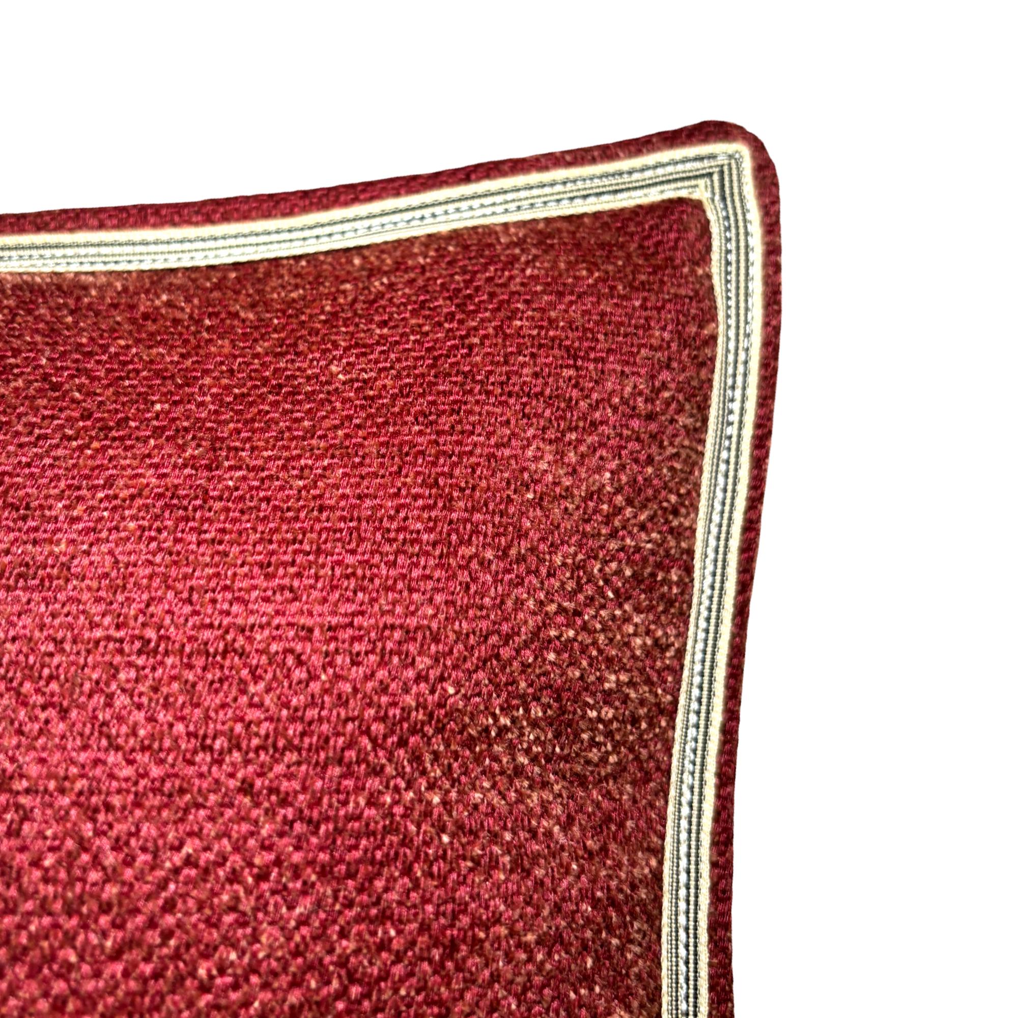 Rabbit Embroidery Pillow: Whimsical Cranberry Chenille Woodland Decor