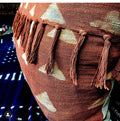 Authentic African Mudcloth Pillow: Rust Tassel Linen Cushion