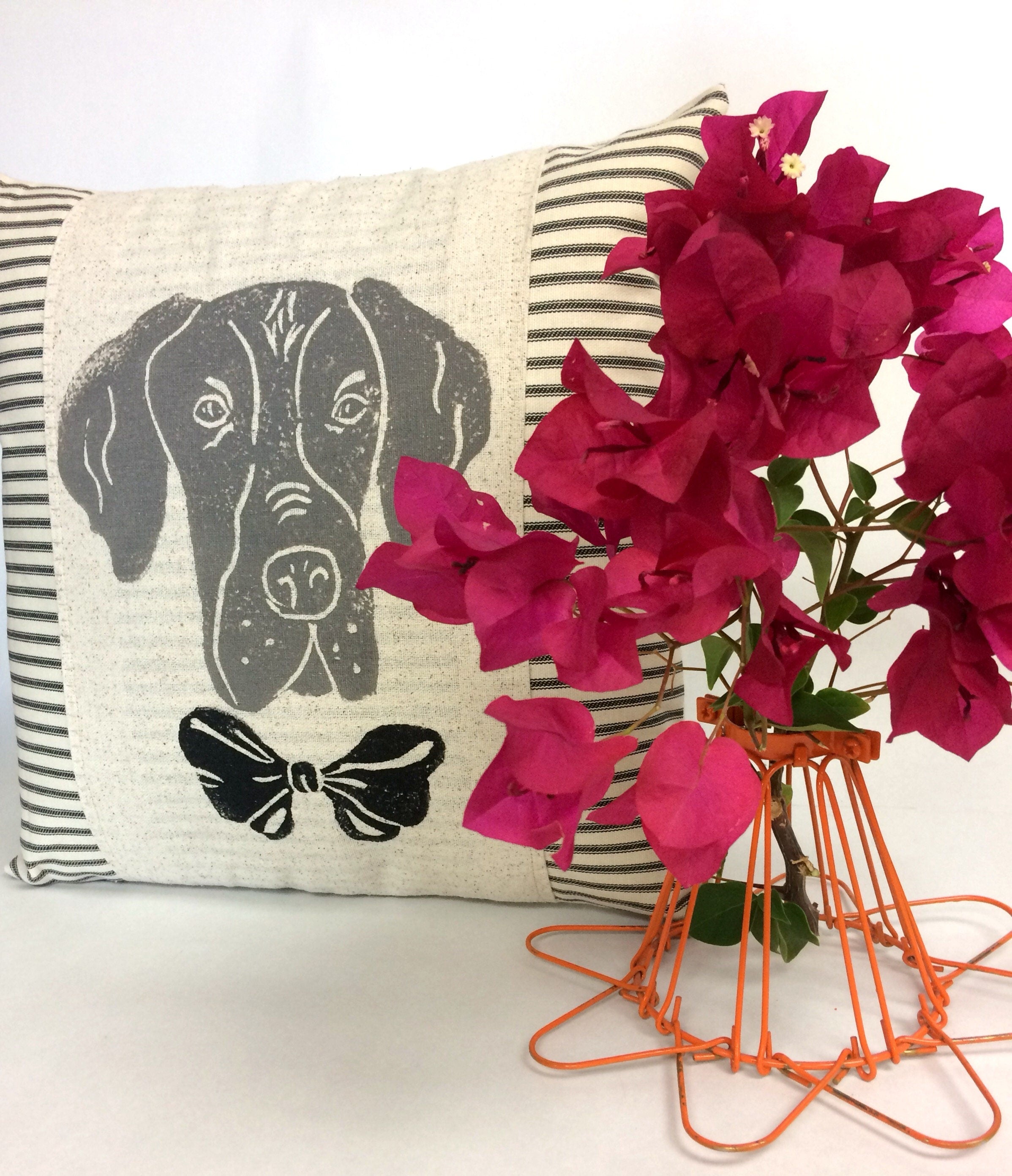 Hand Block Print Dane Pillow Cover – Ticking Fabric Cushion