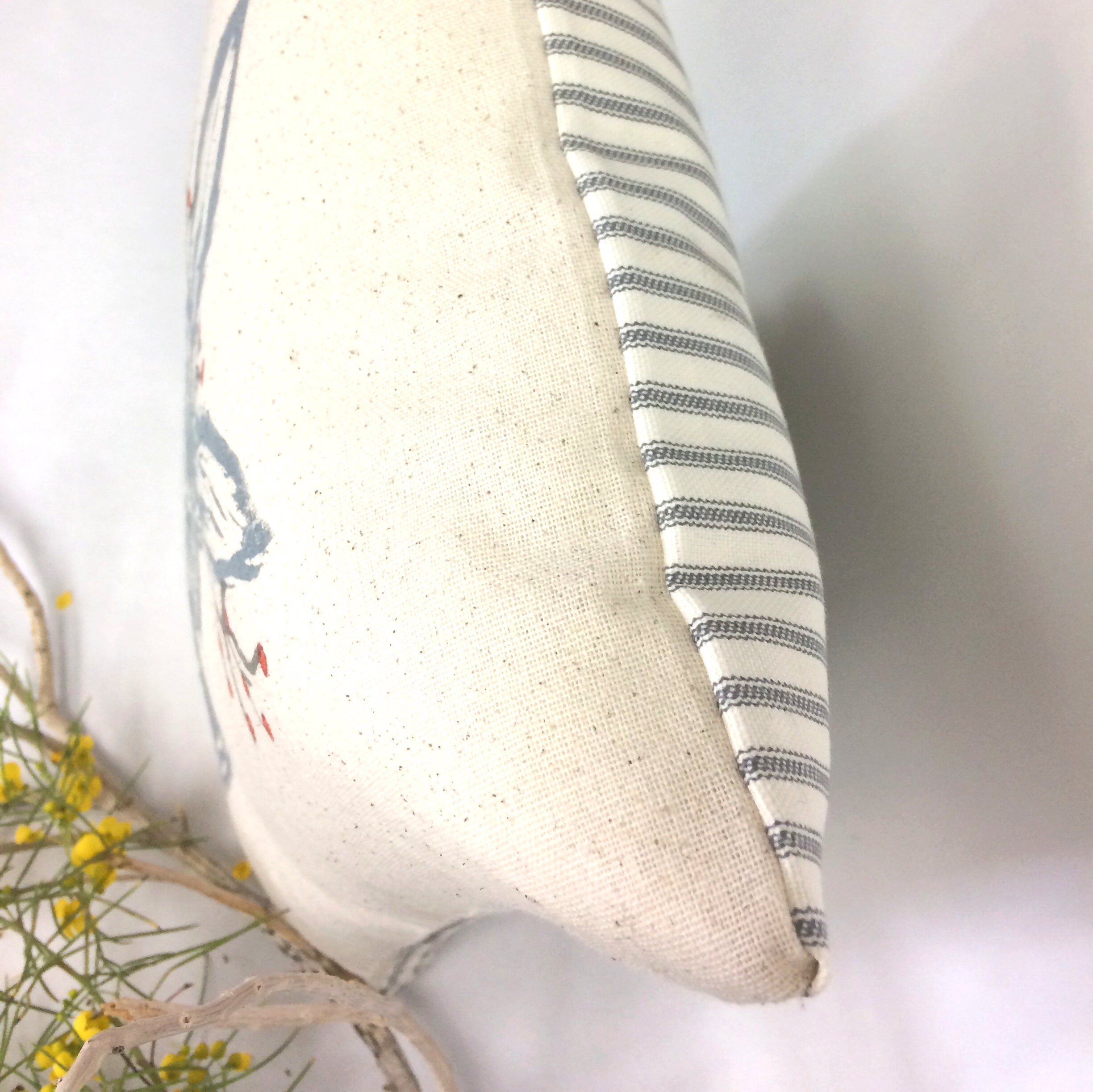 Hand Block Printed Woodland Animal Pillow: Rabbit or Bear Print