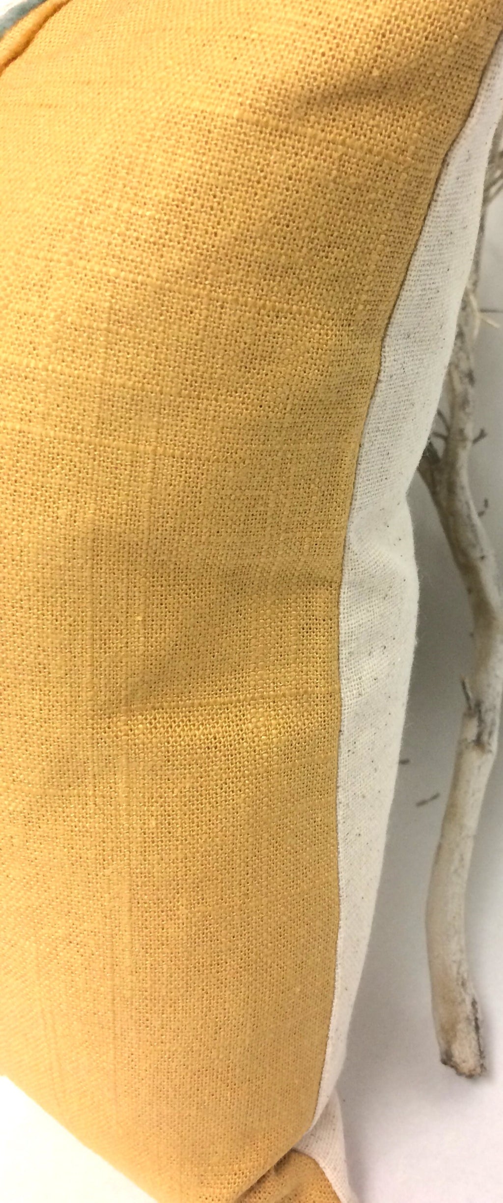 Hand Printed Cactus Pillow: Mustard Yellow Linen with Fringe Trim