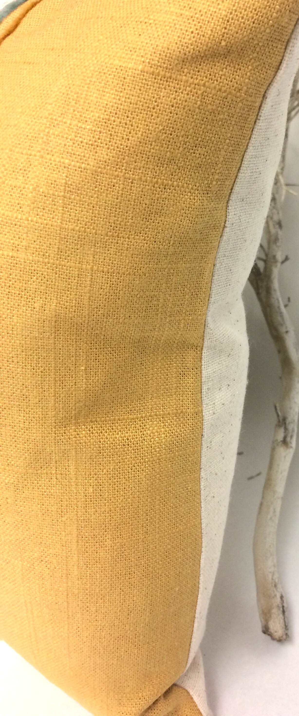 Hand Printed Cactus Pillow: Mustard Yellow Linen with Fringe Trim