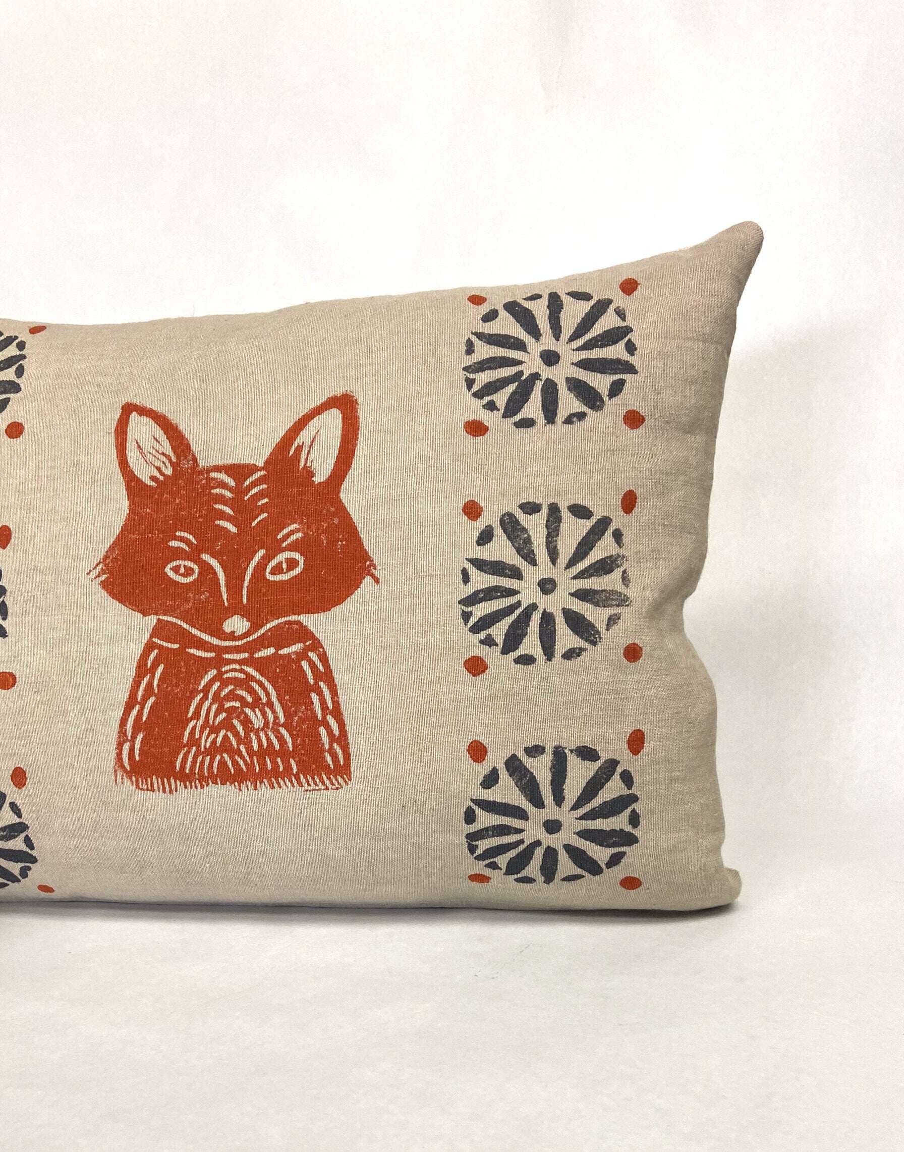 Bear Fox or Rabbit Print Linen Pillow -