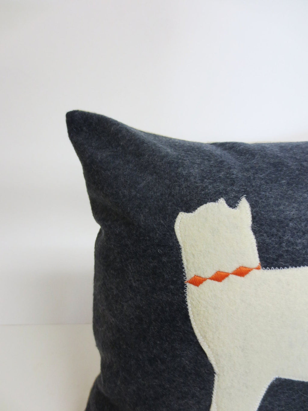 White Cat Silhouette Pillow - Felt Throw Pillow Cushion