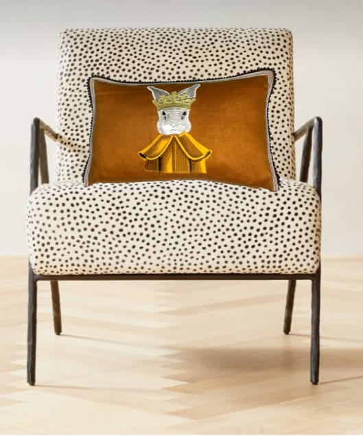 Rabbit Embroidery Pillow - Whimsical Regal Regency Royal Rabbit Pillow