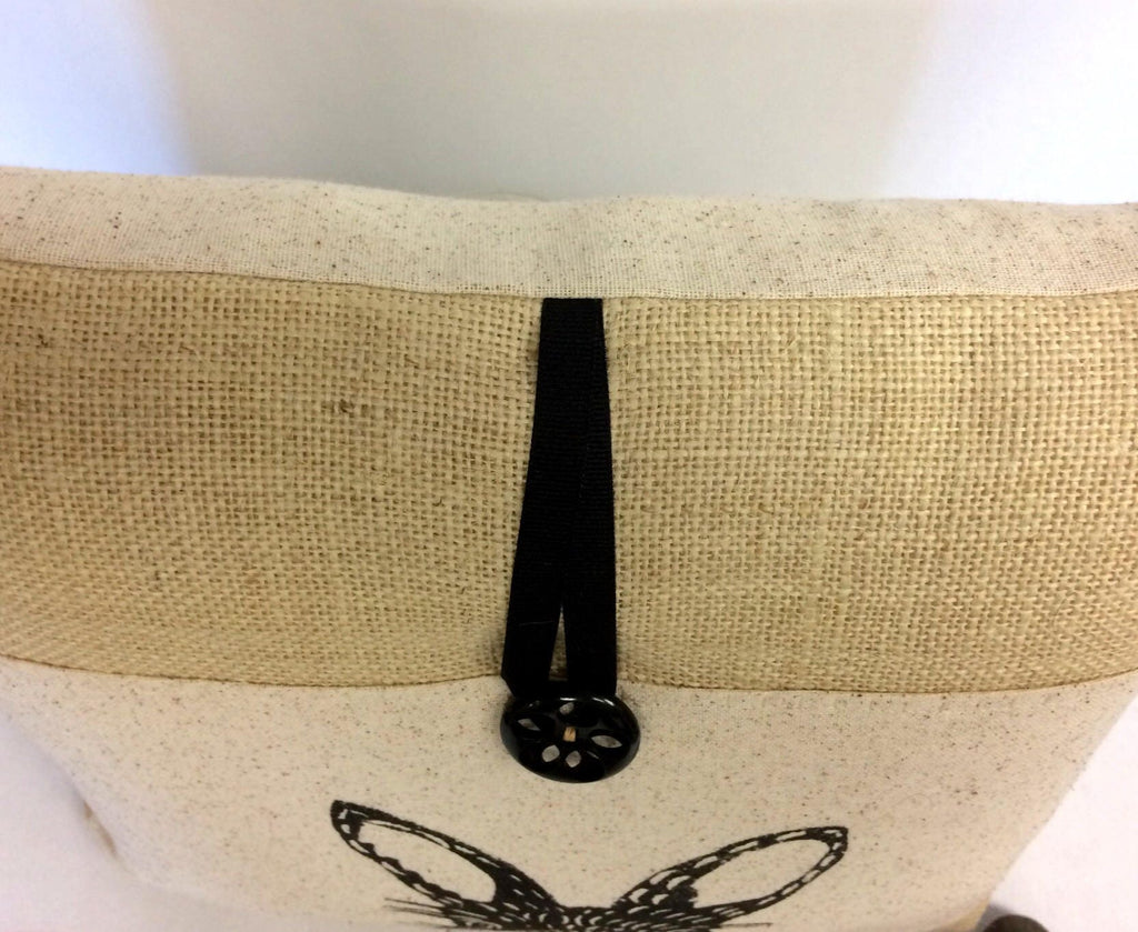 Bunny Rabbit Pillow Cover: Poly Burlap Block Print Nursery Decor
