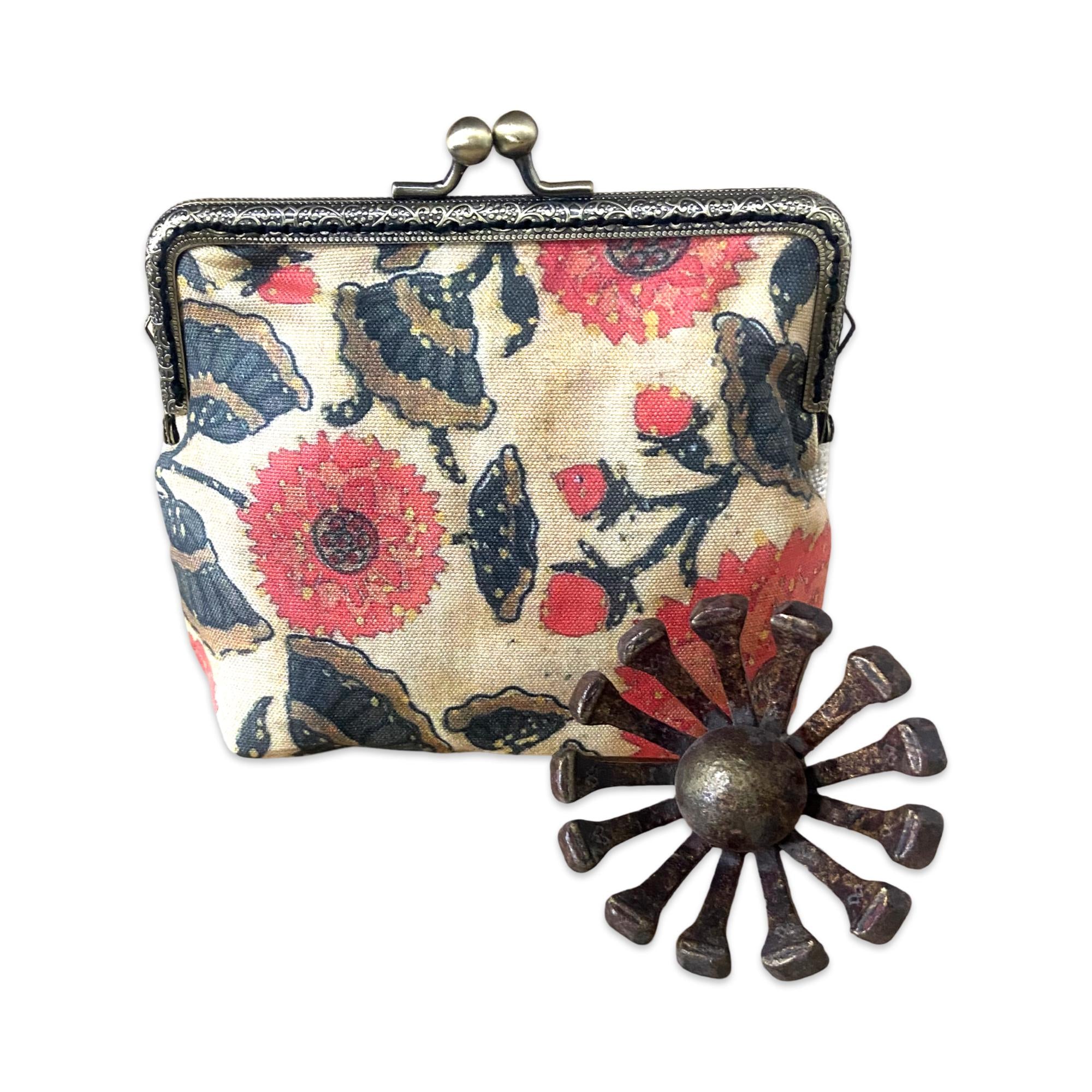 Hand Crafted Fabric Clutch / Red Floral Suzani Print Purse / Gifts for Her
