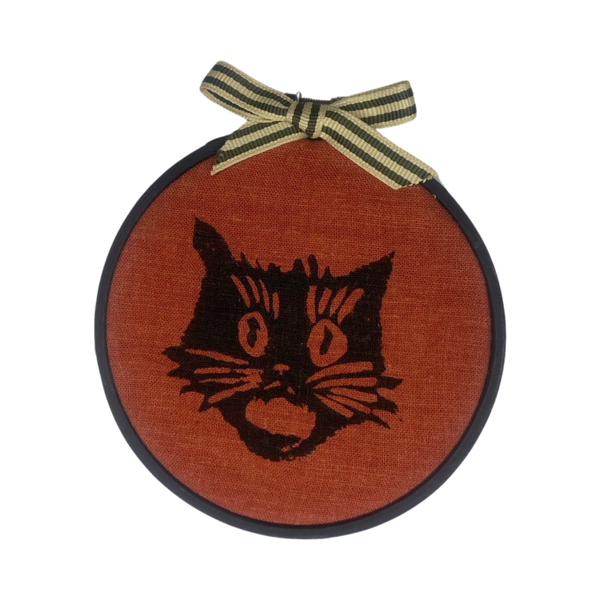 Halloween Cat Witch Pumpkin Hoop Art / Halloween Decor
