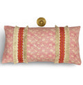 Pink Christopher Farr Linen Lumbar Pillow: Jute Trim Kidney Pillow