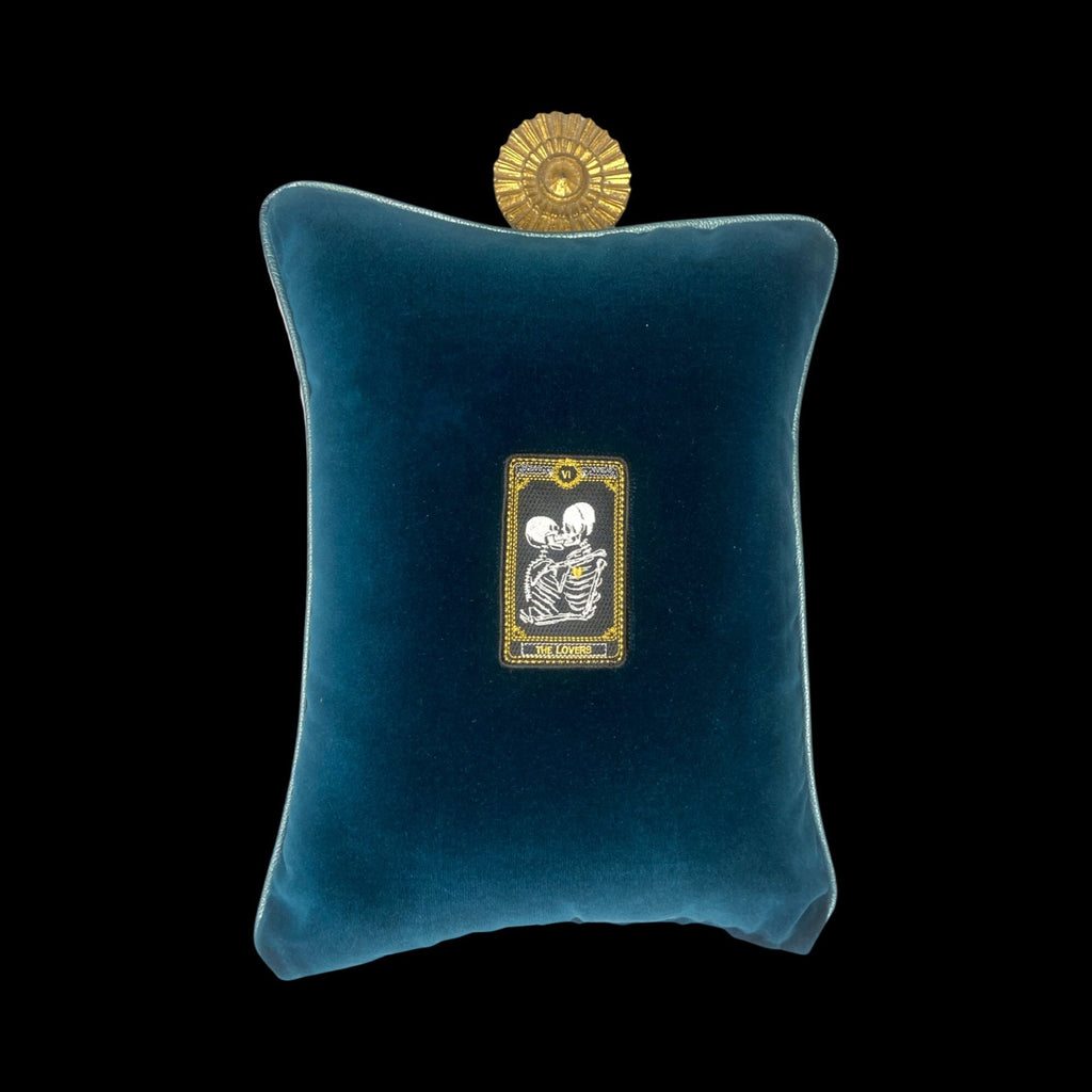 Halloween Velvet Kidney Pillow: Gothic Skeleton Lovers Embroidery