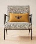 Butterfly Golden Yellow Embroidered  Linen Pillow - Embroidery Pillow