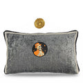 Halloween Chenille Lumbar Pillow: Steampunk Skeleton Skull Embroidery