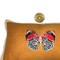 Butterfly Golden Bronze  Embroidered  Linen Pillow - Embroidery Pillow