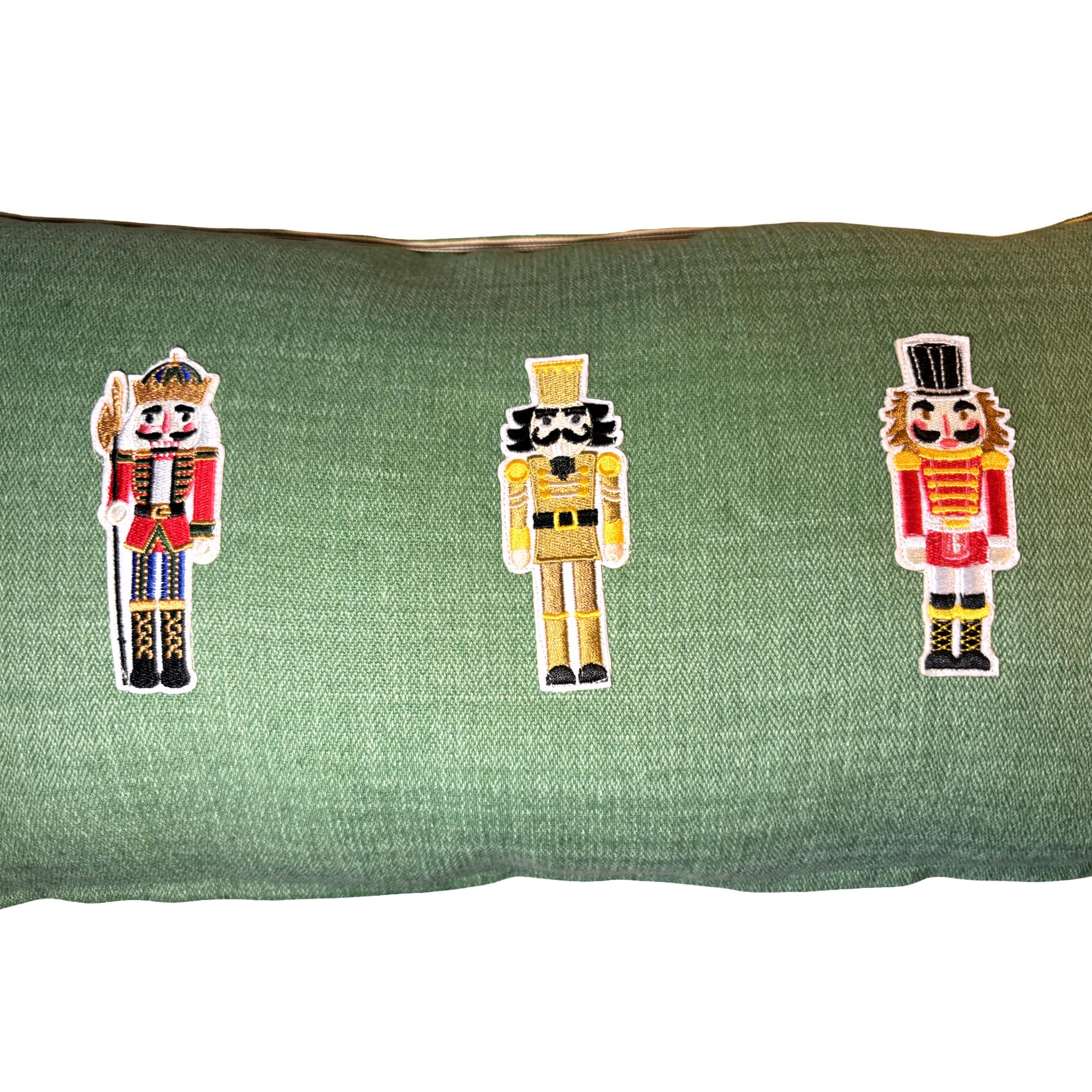 Christmas Nutcracker Print Kidney Pillow: embroidered appliqué Decorative Pillow