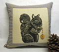 Squirrel Hand Block Printed Pillow: Rustic Cabin Decor