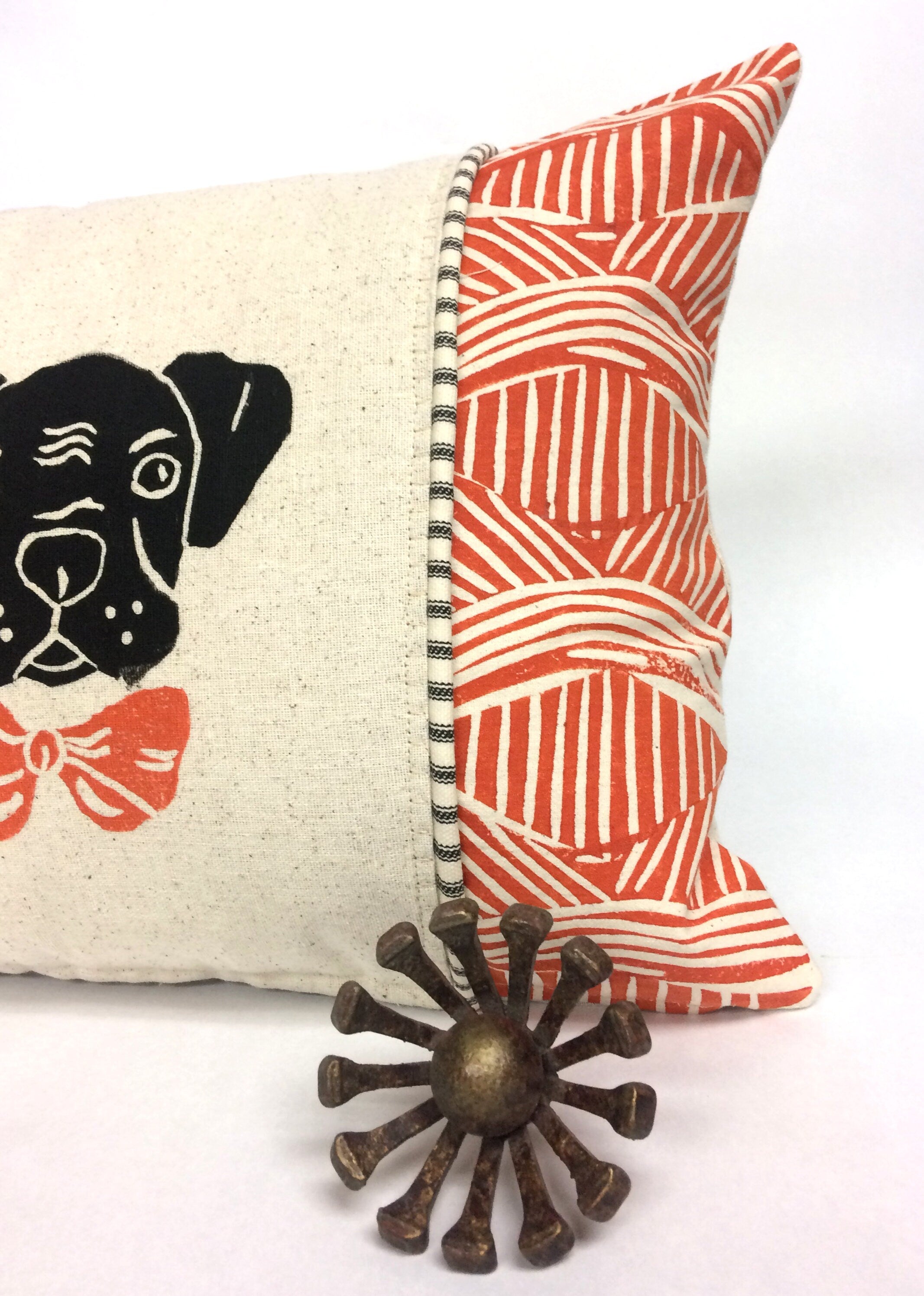 Boxer Dog Kidney Pillow: Orange Tribal Print, Dog Mom Gift