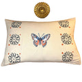 Butterfly Orange Embroidered  Linen Pillow - Embroidery Pillow