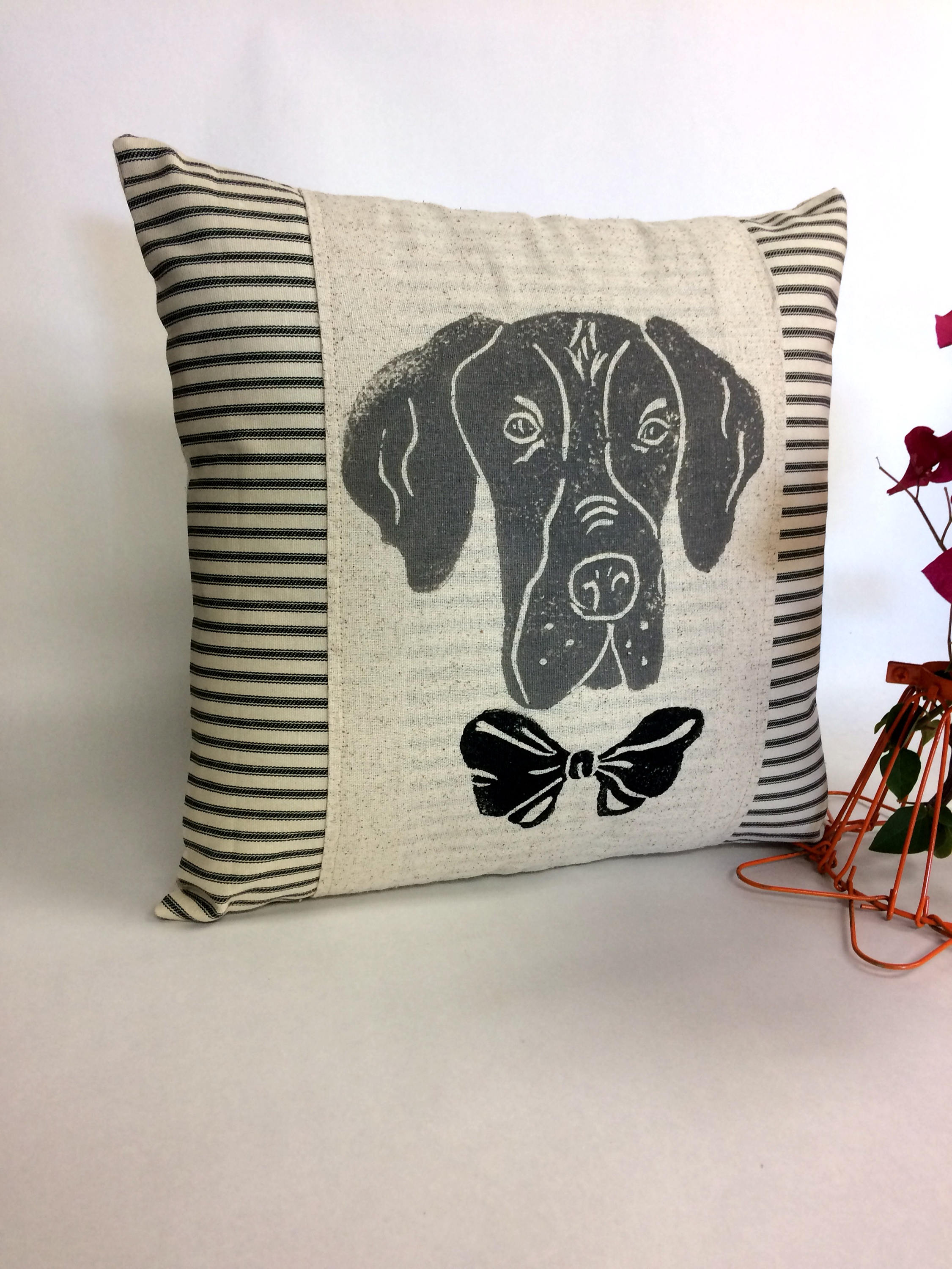 Hand Block Print Dane Pillow Cover – Ticking Fabric Cushion