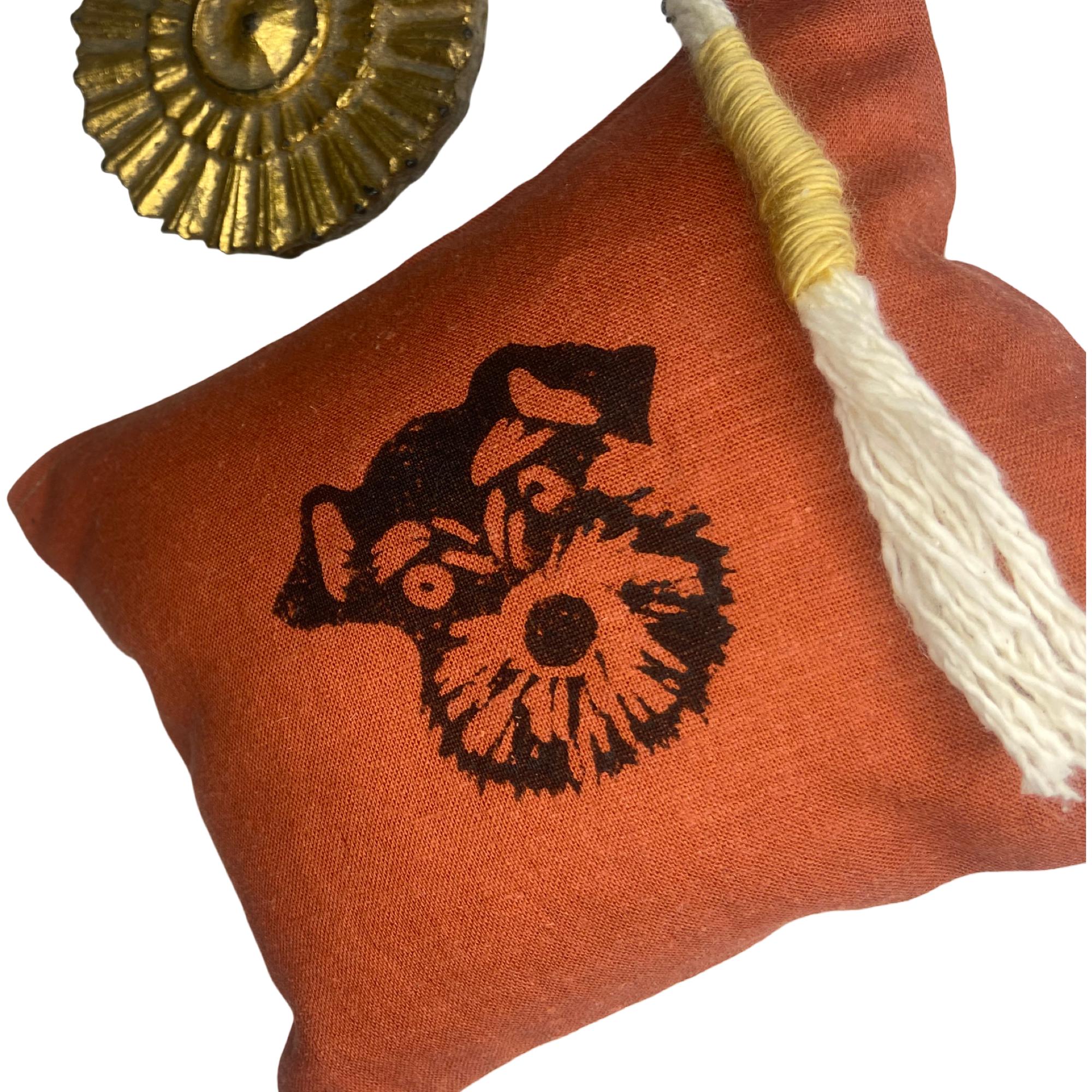 Hand Block Print Schnauzer Zipper Pouch with Tassel
