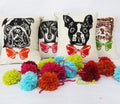 Dog Face Pillow: Hand-Printed Bow Tie Accent Pillow Cover