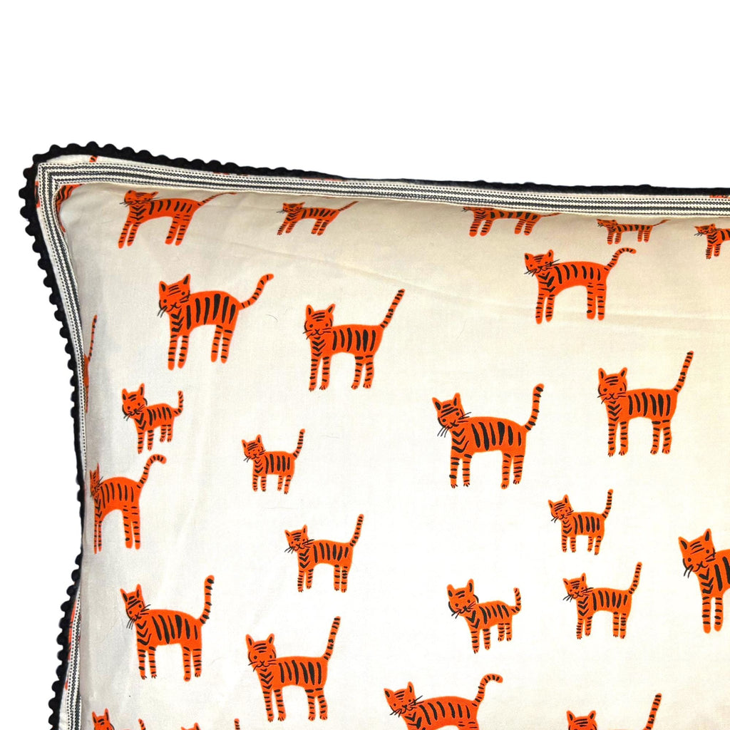 White and orange tiger cat print  kidney pillow -  nursery gift