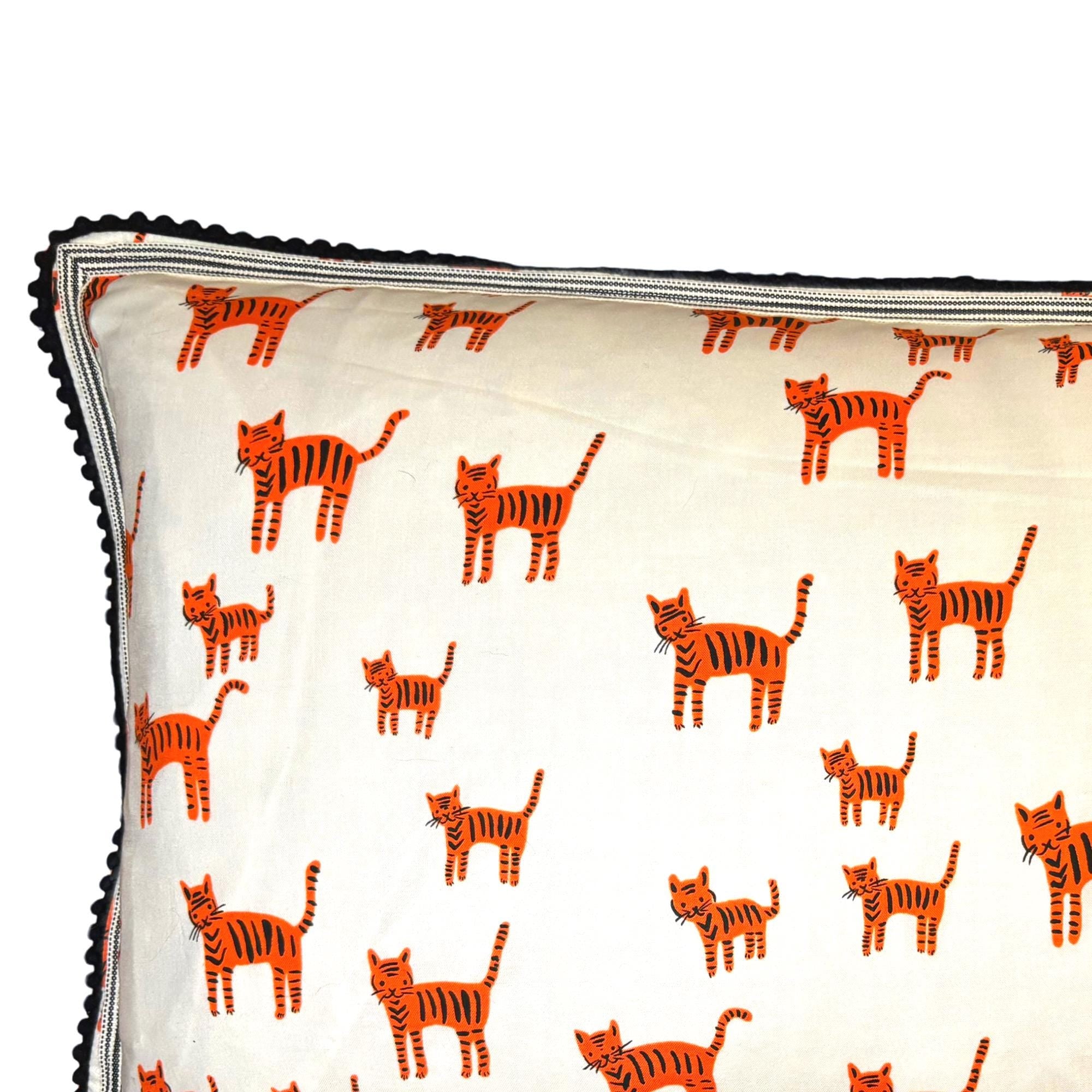 White and orange tiger cat print  kidney pillow -  nursery gift
