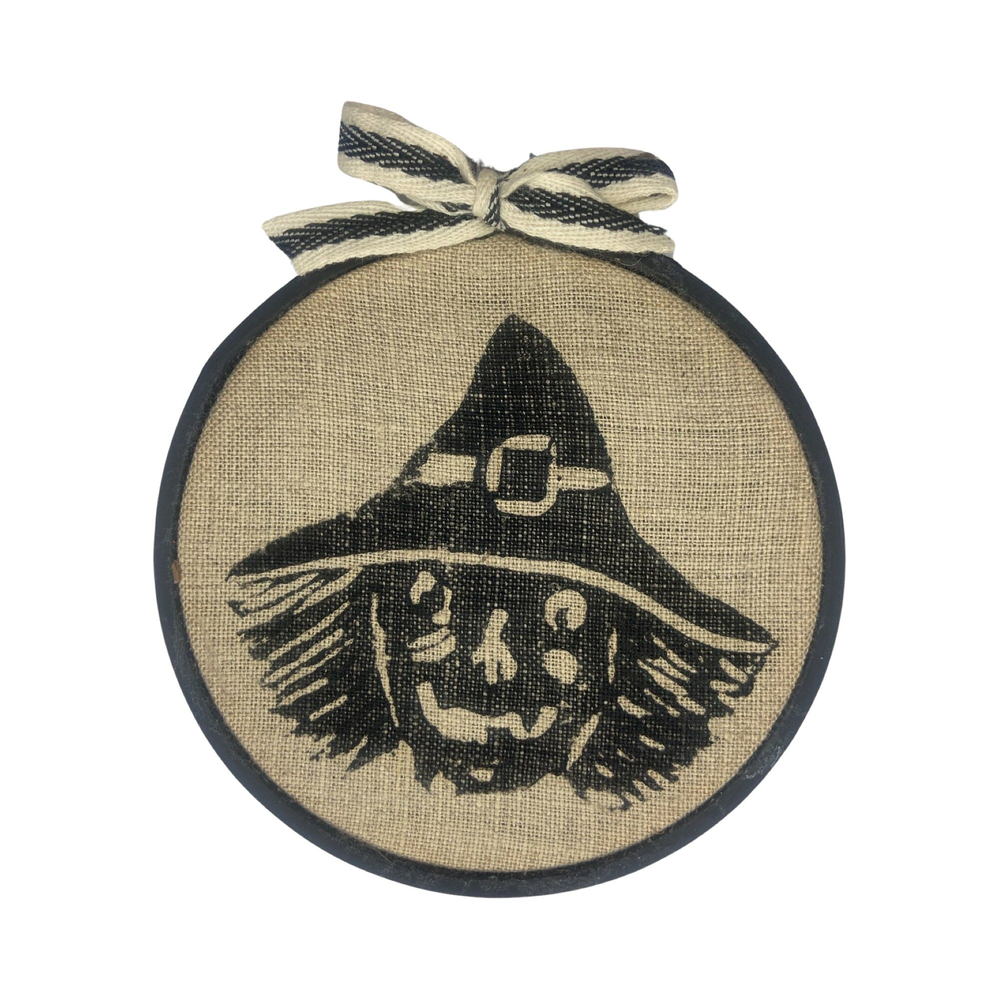 Halloween Cat Witch Pumpkin Hoop Art / Halloween Decor