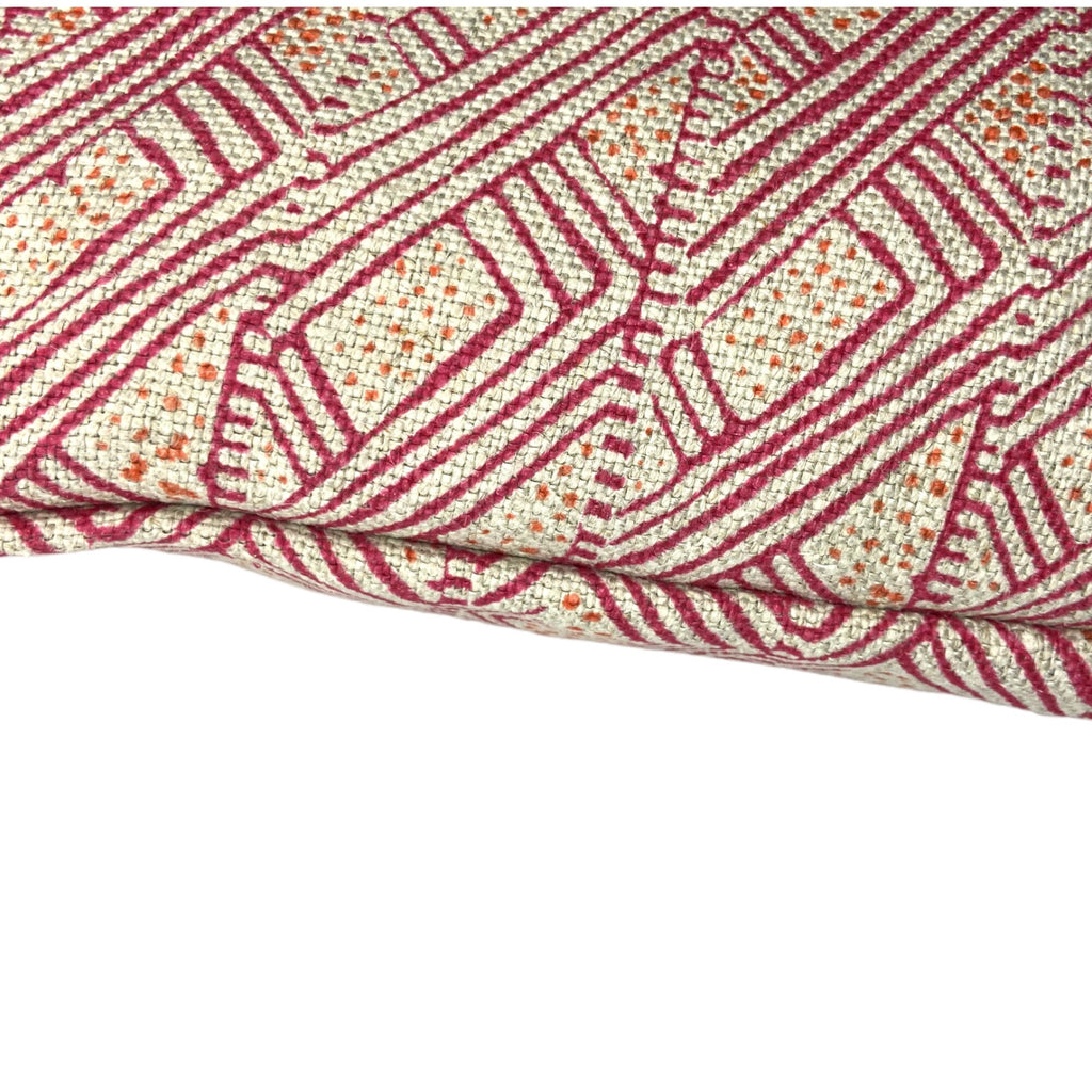 Pink Christopher Farr Linen Lumbar Pillow: Jute Trim Kidney Pillow