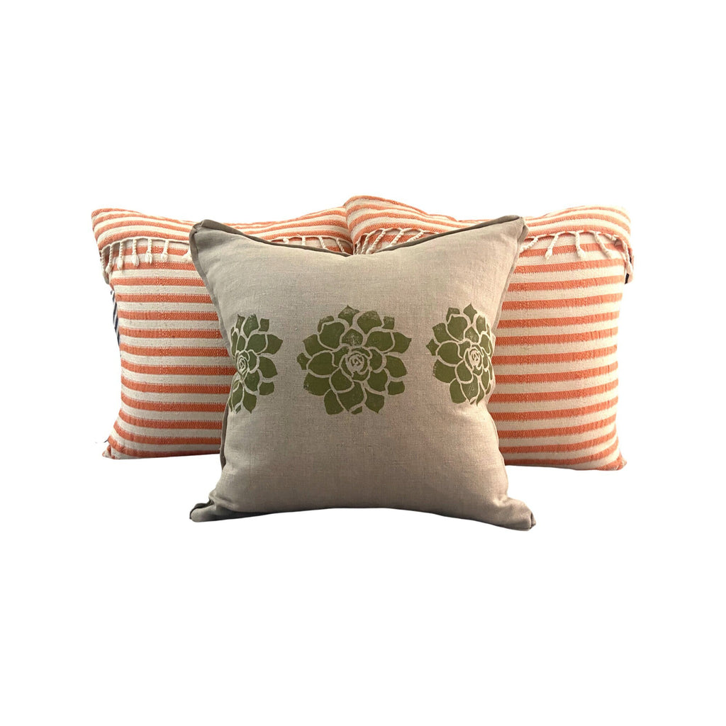 Succulent Cactus Print Linen Pillow