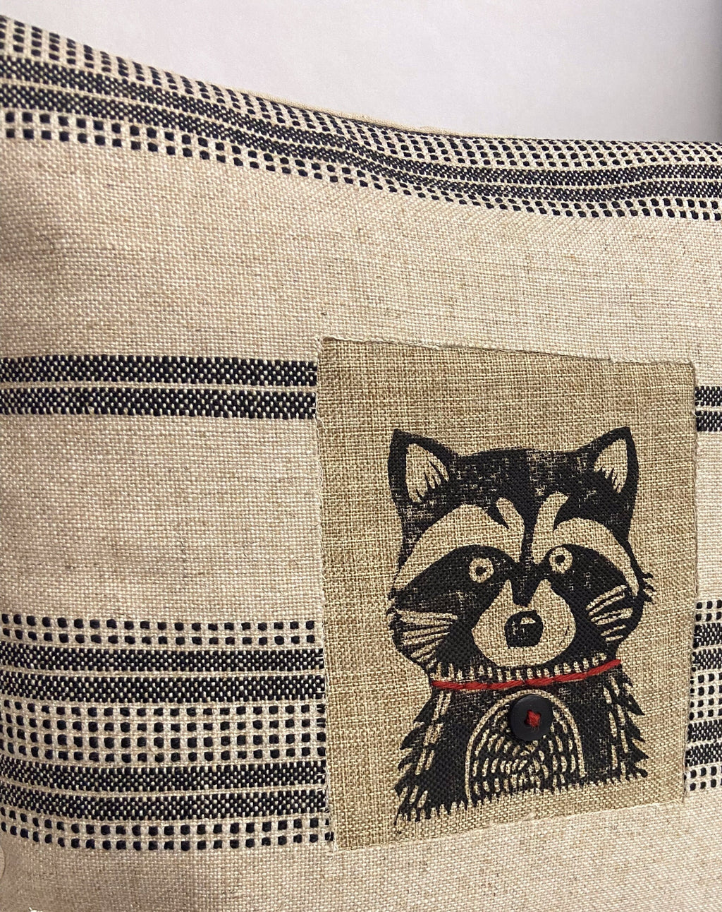 Hand Block Printed Animal Pillow: Rustic Winter Cabin Decor