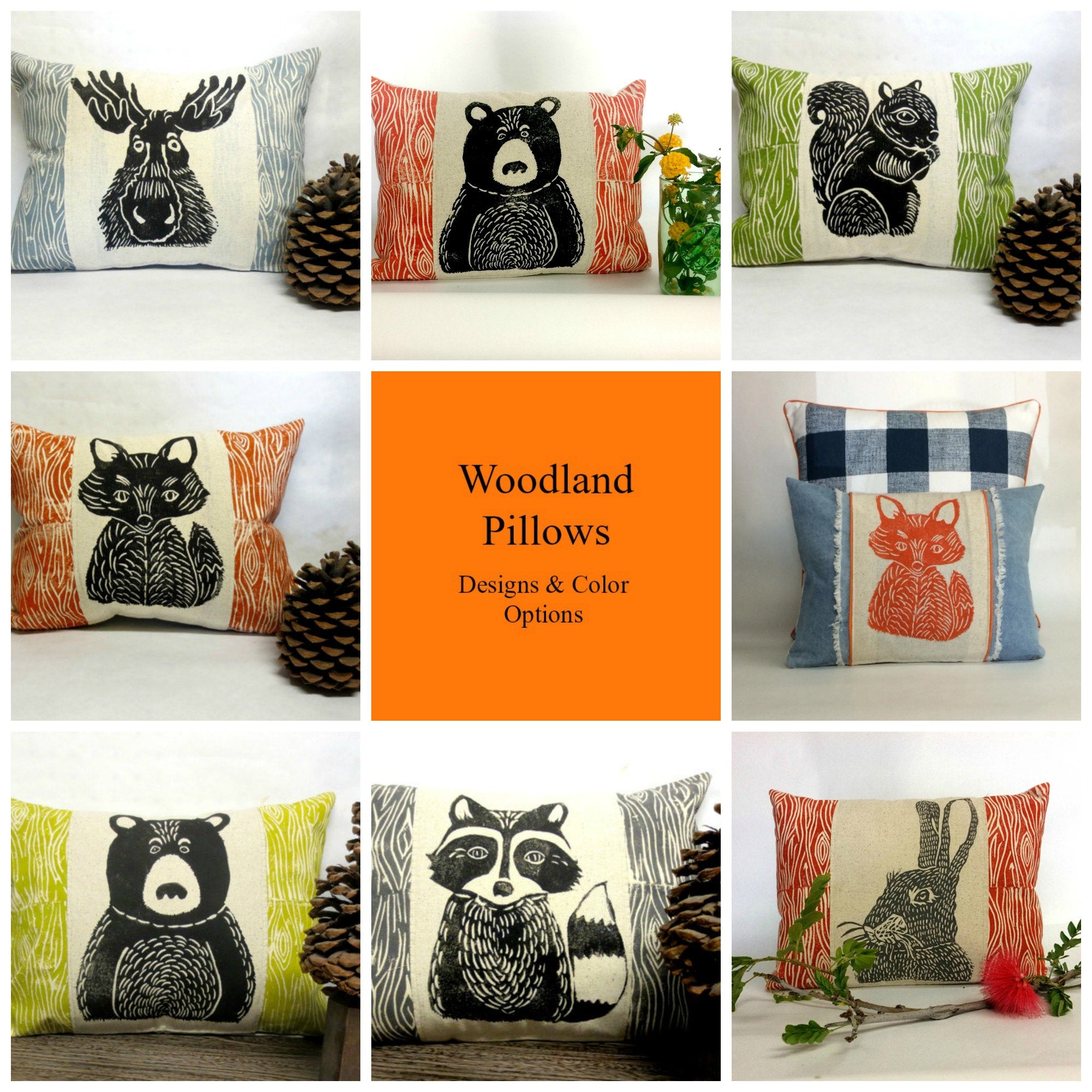 Black Bear Pillow - Your Choice of Wood Grain Color