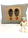 Halloween Skull Kidney Pillow: Burlap Lumbar Pillow, Gothic Decor
