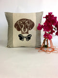 Hand Block Print Dachshund Pillow: Dog Accent Pillow