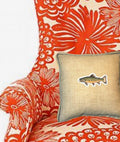 Natural Burlap like fish Embroidery Pillow: Fish Decorative Cushion