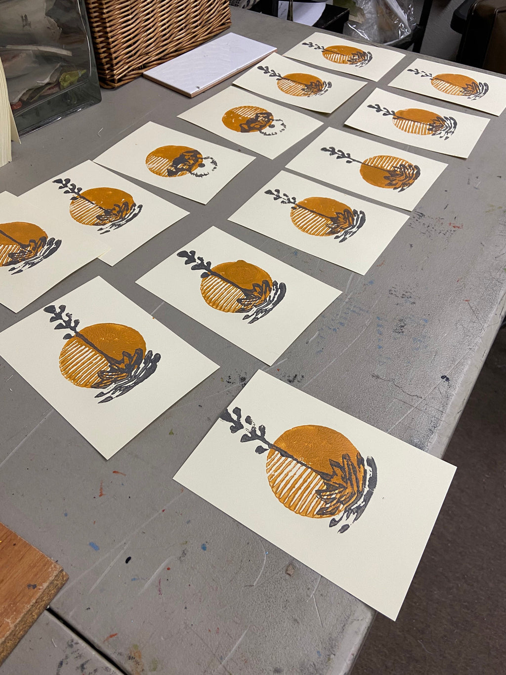 Set of 4 Hand Printed Desert Cactus Succulent Cards