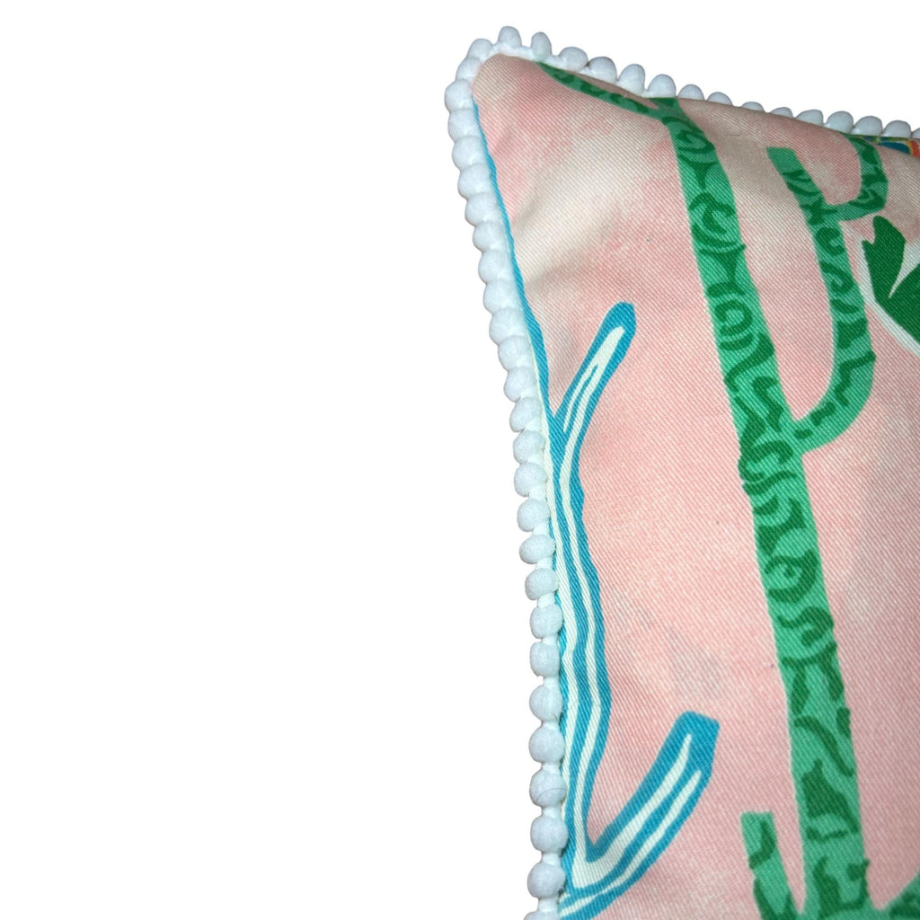 Pink Tropical Bird Pillow - Miami Themed Pillow - Mid Century Pillow