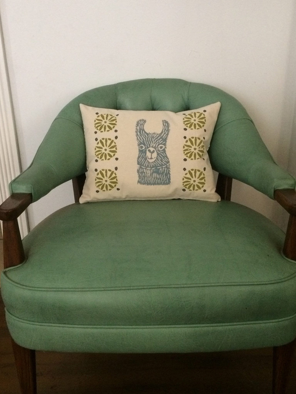 Llama Print Kidney Pillow: Mid-Century Moroccan Design