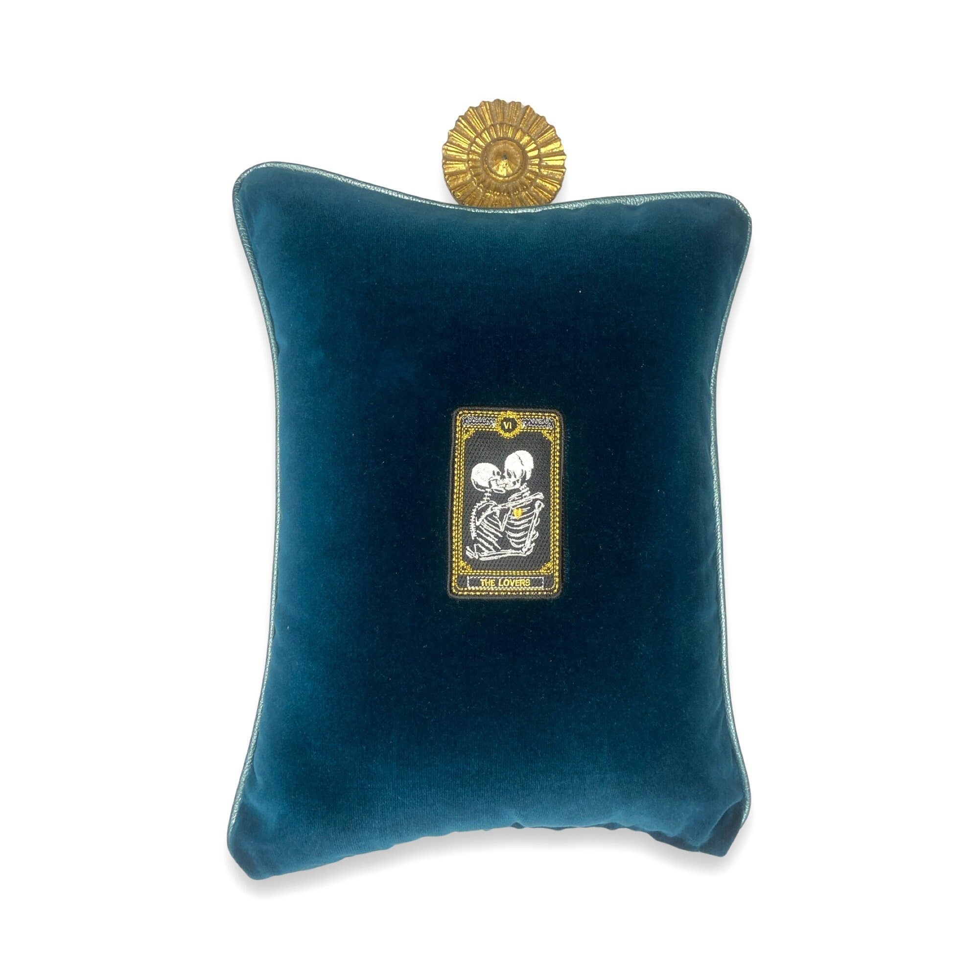 Halloween Velvet Kidney Pillow: Gothic Skeleton Lovers Embroidery