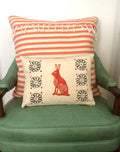 Orange Rabbit Print Kidney Pillow: Mid-Century Moroccan Decor