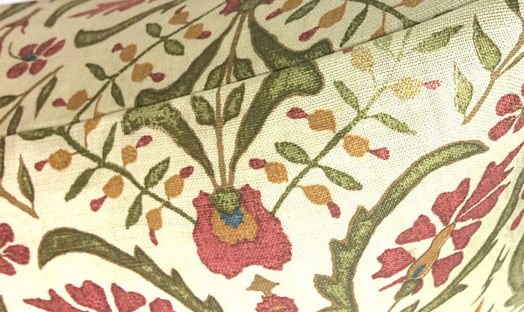 Suzani Print Linen Pillow: French Antique Style, Greens & Pinks (20x20)