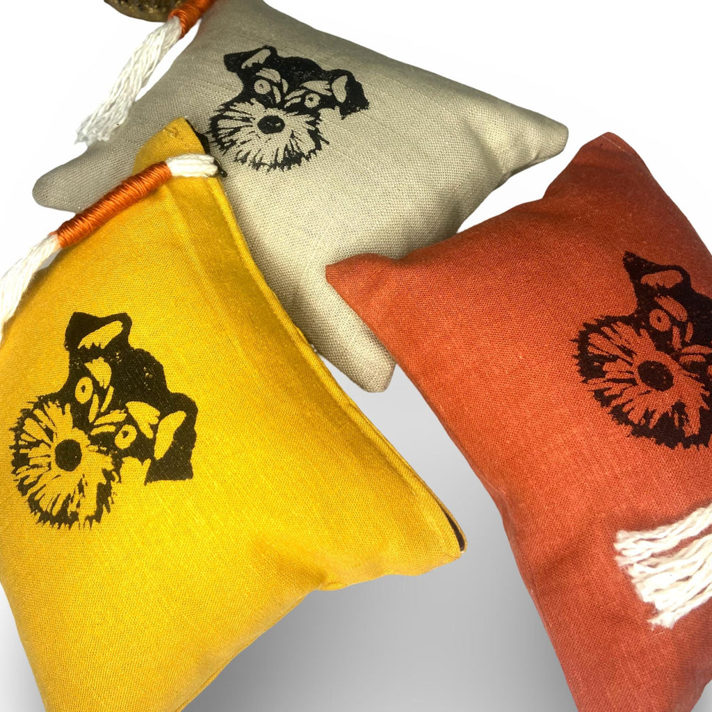 Hand Block Print Schnauzer Zipper Pouch with Tassel