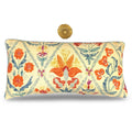 Oscar de la Renta Linen Kidney Pillow: Orange Aqua Floral Trellis, 12x24