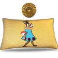 Rabbit Embroidery Pillow: Whimsical Linen Woodland Cushion