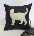 White Cat Silhouette Pillow - Felt Throw Pillow Cushion