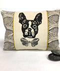 Boston Terrier Pillow: Hand-Printed Dog Portrait Decorative Pillow